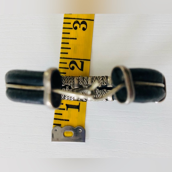 Bracelet leather & silver corded leather, wrapped in silver hook closure - Picture 6 of 8